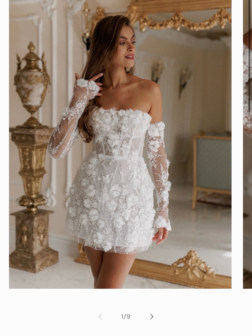 Isabelle Strapless White Floral Appliqué Mini Dress - Picture 9 of 9